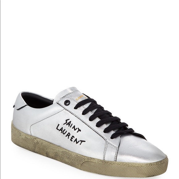 NWT SAINT LAURENT METALLIC SNEAKERS. - Picture 2 of 5